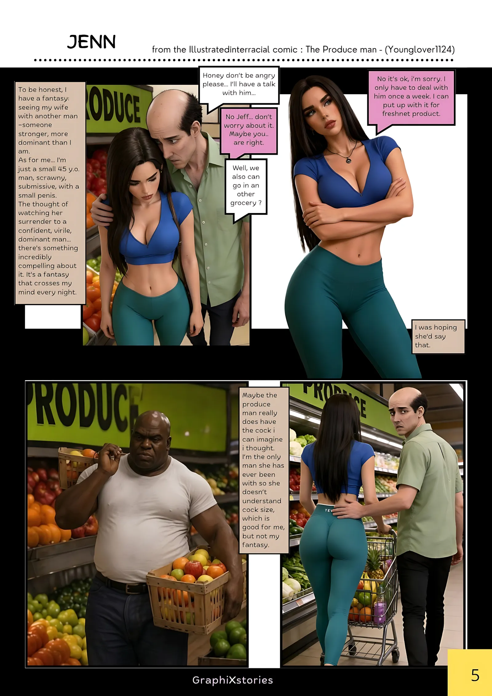 The produce Man – AI Version [GraphiXstories], 1. The produce Man - Part 1 [ illustratedinterracial AI ], page 5 of 10
