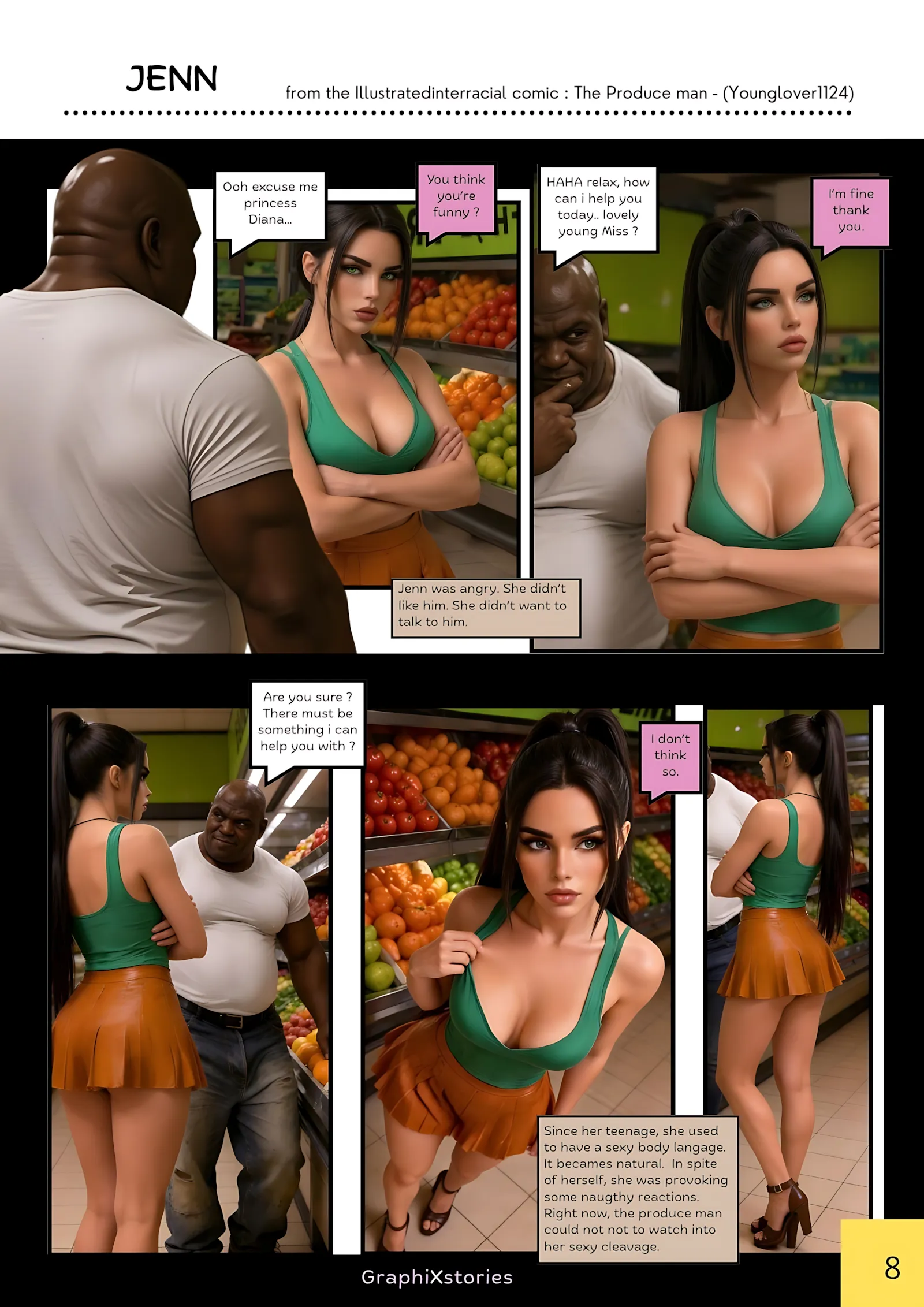 The produce Man – AI Version [GraphiXstories], 1. The produce Man - Part 1 [ illustratedinterracial AI ], page 8 of 10